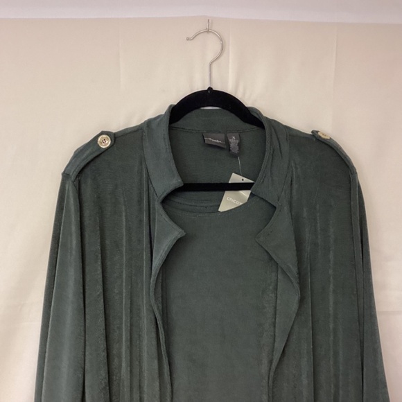 Relaxed Open-Front Green Drawstring Jacket - Picture 4 of 11